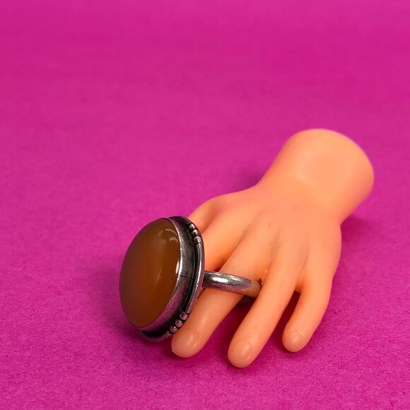 Vintage silver ring butterscotch amber stone 925 - 00G01S - Picture 3 of 4